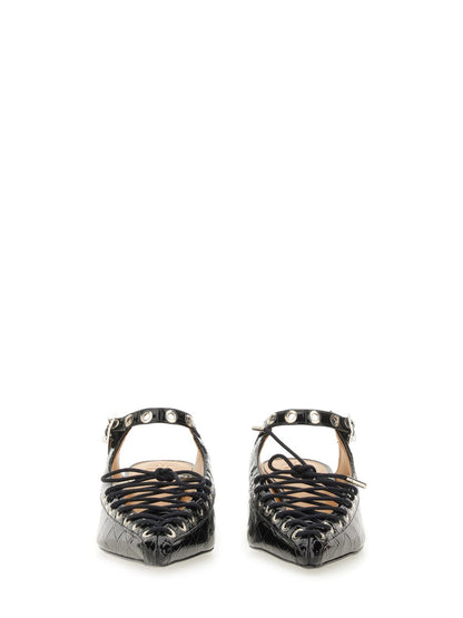 Black Mule Lace-Up Shoes