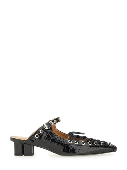 Black Mule Lace-Up Shoes