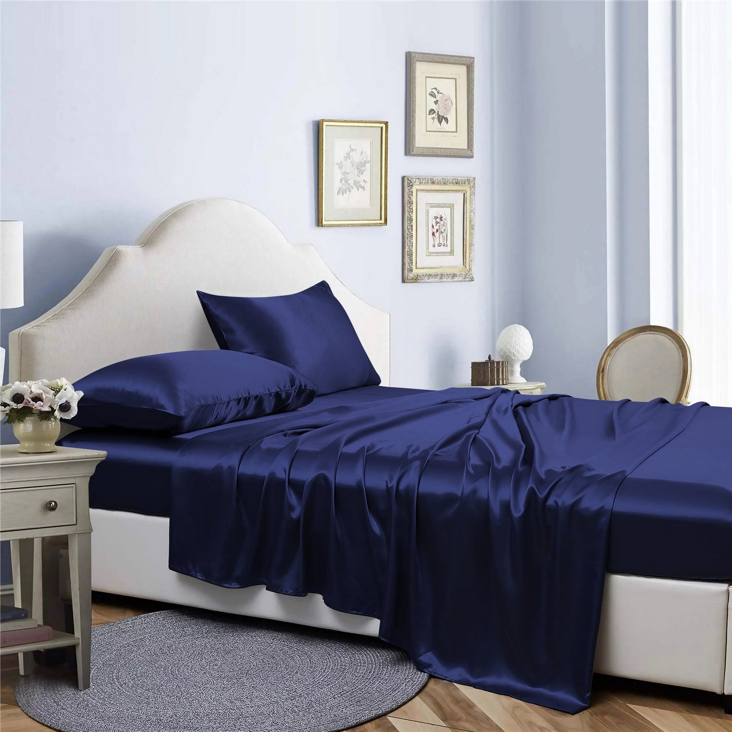 Bibb Home Silky Satin 4 Piece Sheet Set