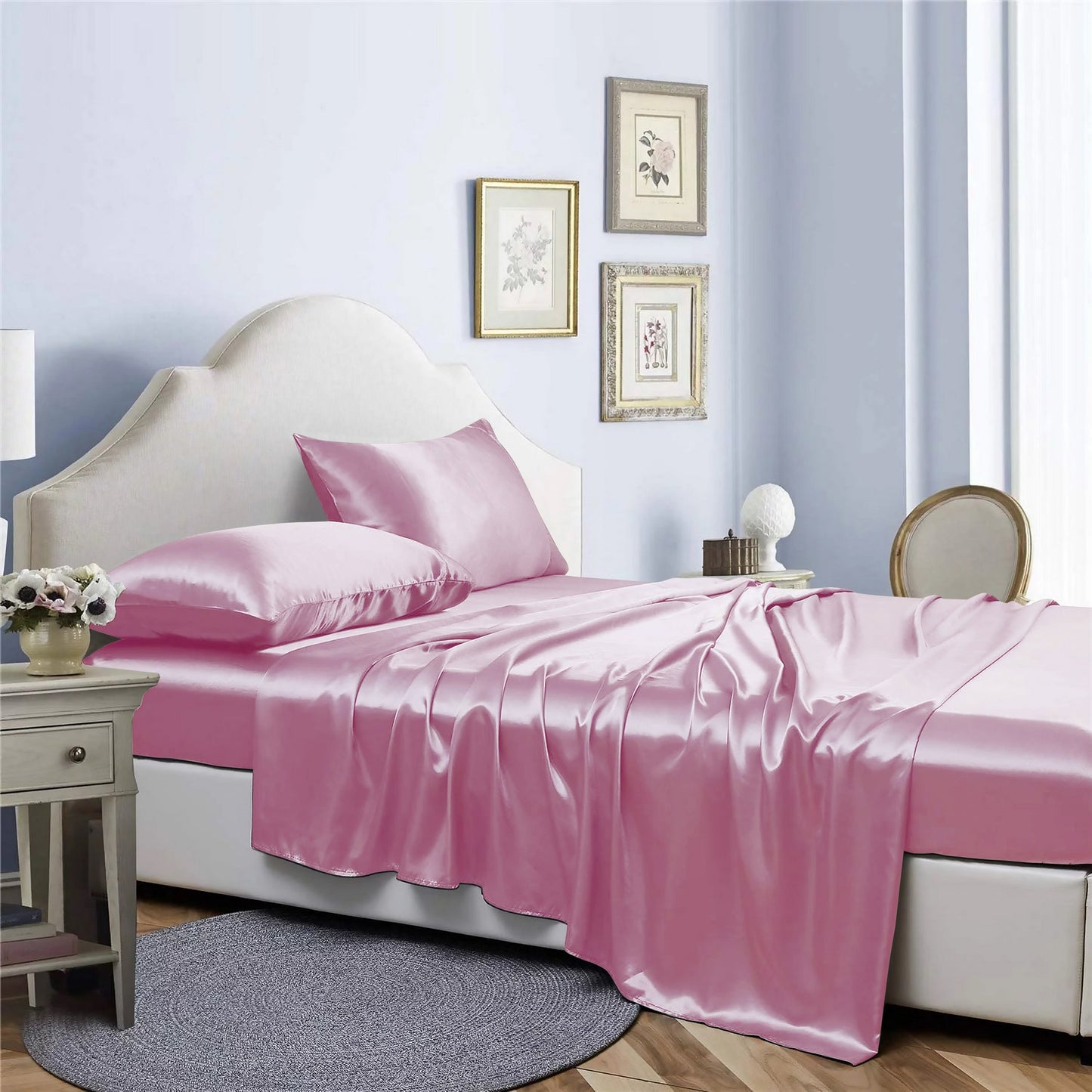 Bibb Home Silky Satin 4 Piece Sheet Set