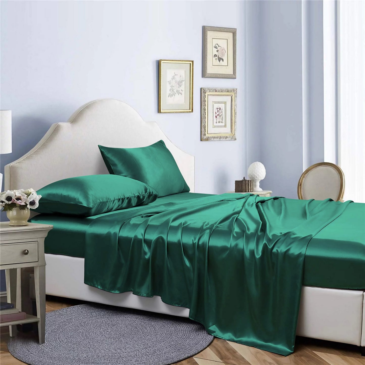 Bibb Home Silky Satin 4 Piece Sheet Set