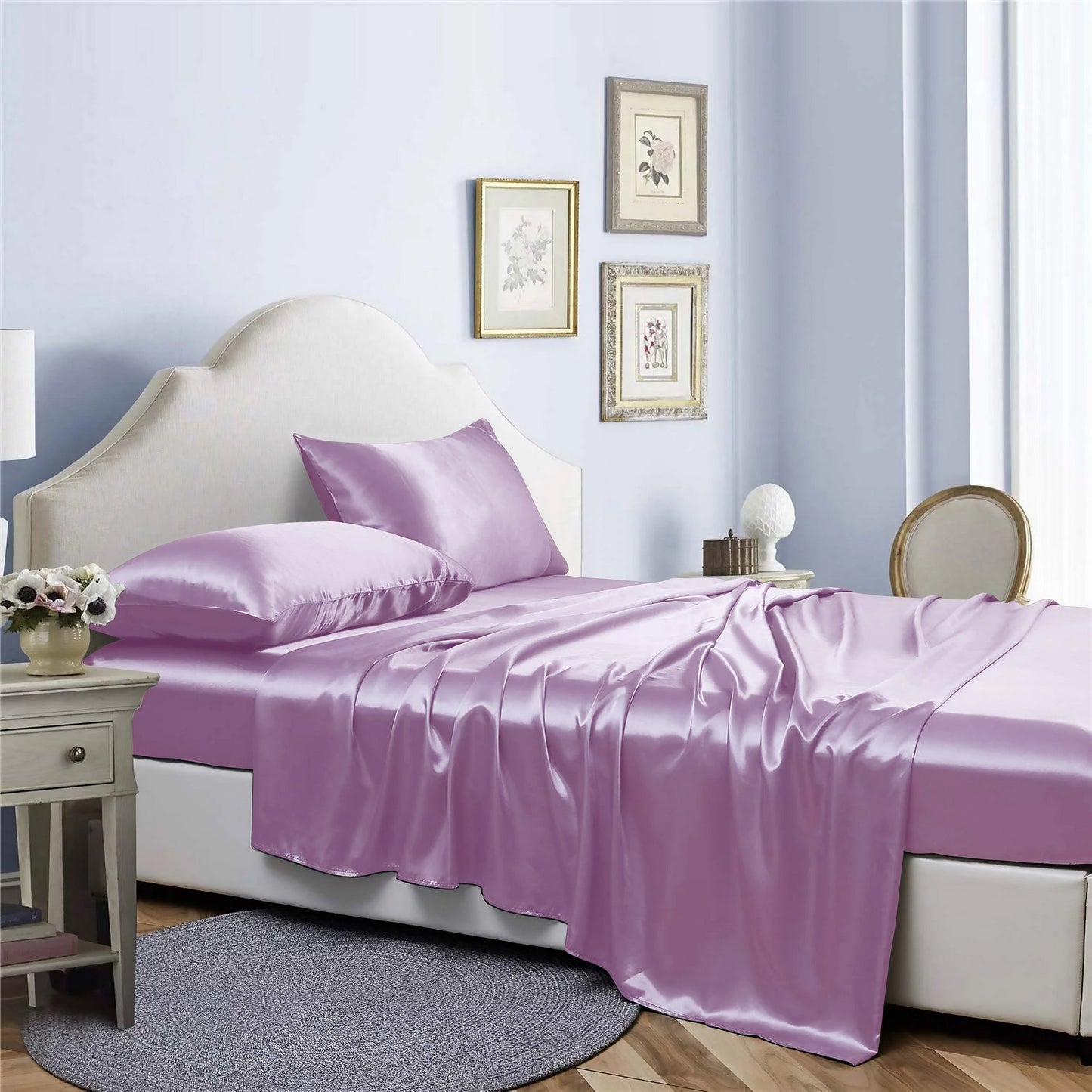 Bibb Home Silky Satin 4 Piece Sheet Set
