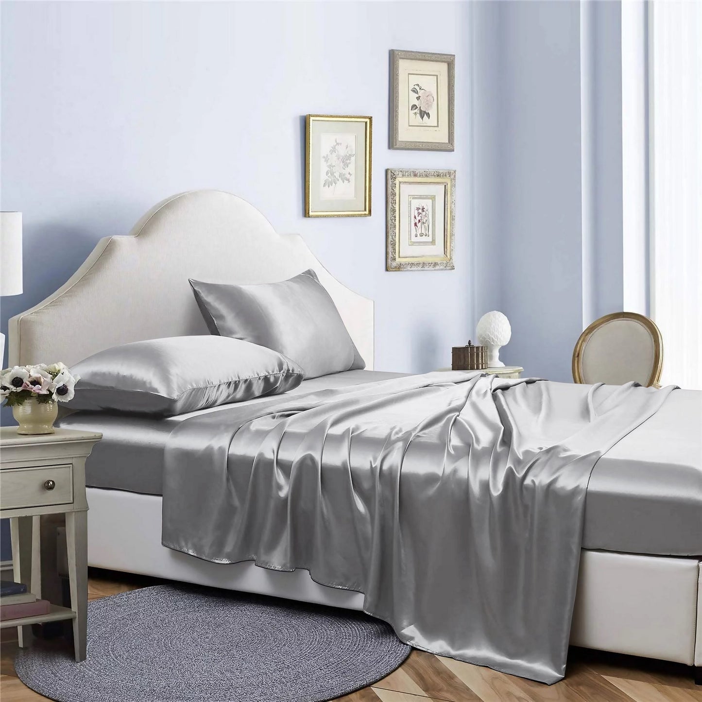 Bibb Home Silky Satin 4 Piece Sheet Set