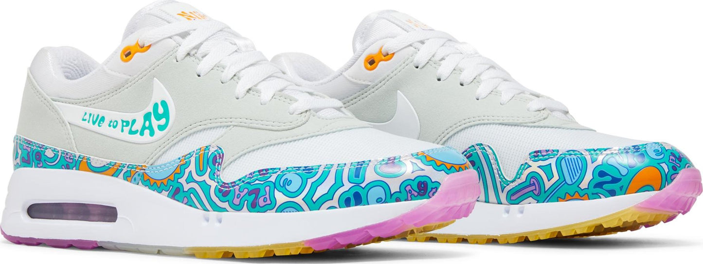 Nike Men's Air Max 1 '86 Og Golf Nrg 'Play To Live' - White/Light Silver/Fuchsia Dream/Clear Jade Sneakers