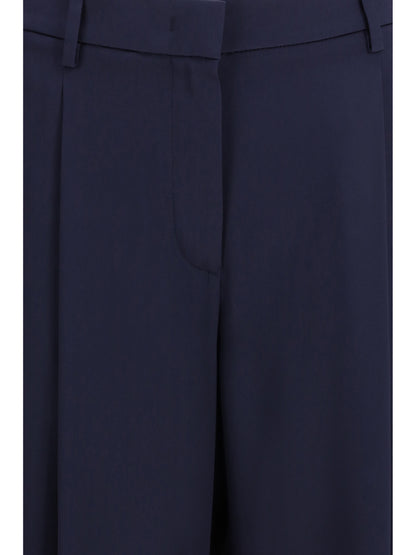Pleated Silk Pants Blue Lapis