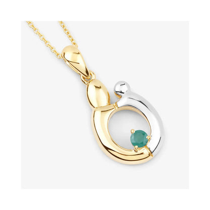 0.17 CTTW Heart Green Emerald Prong Silver Mom Pendant Necklace