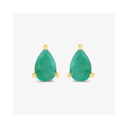 0.70 Ct Pear Green Zambian Emerald Prong 10K Stud Earrings
