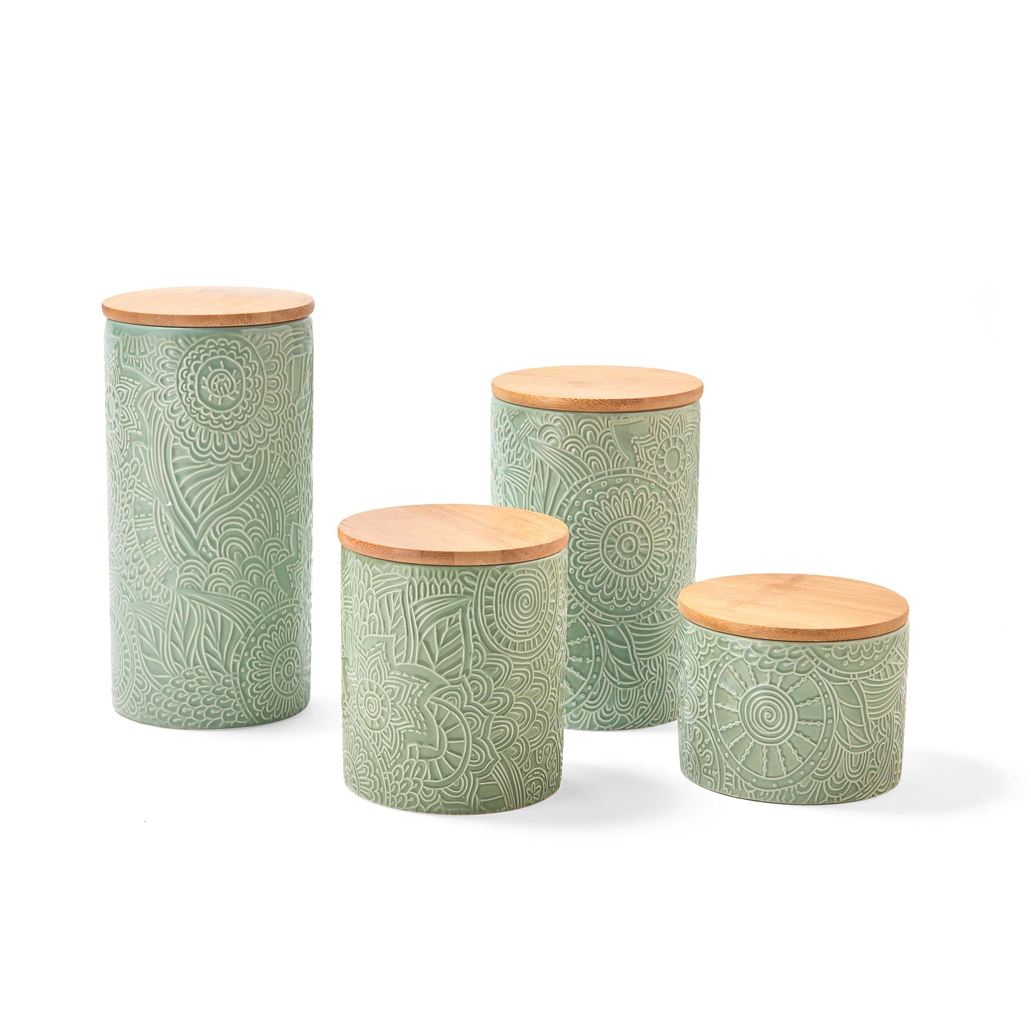 Jay Companies Embossed Sage 4-Piece Kitchen Canister Set