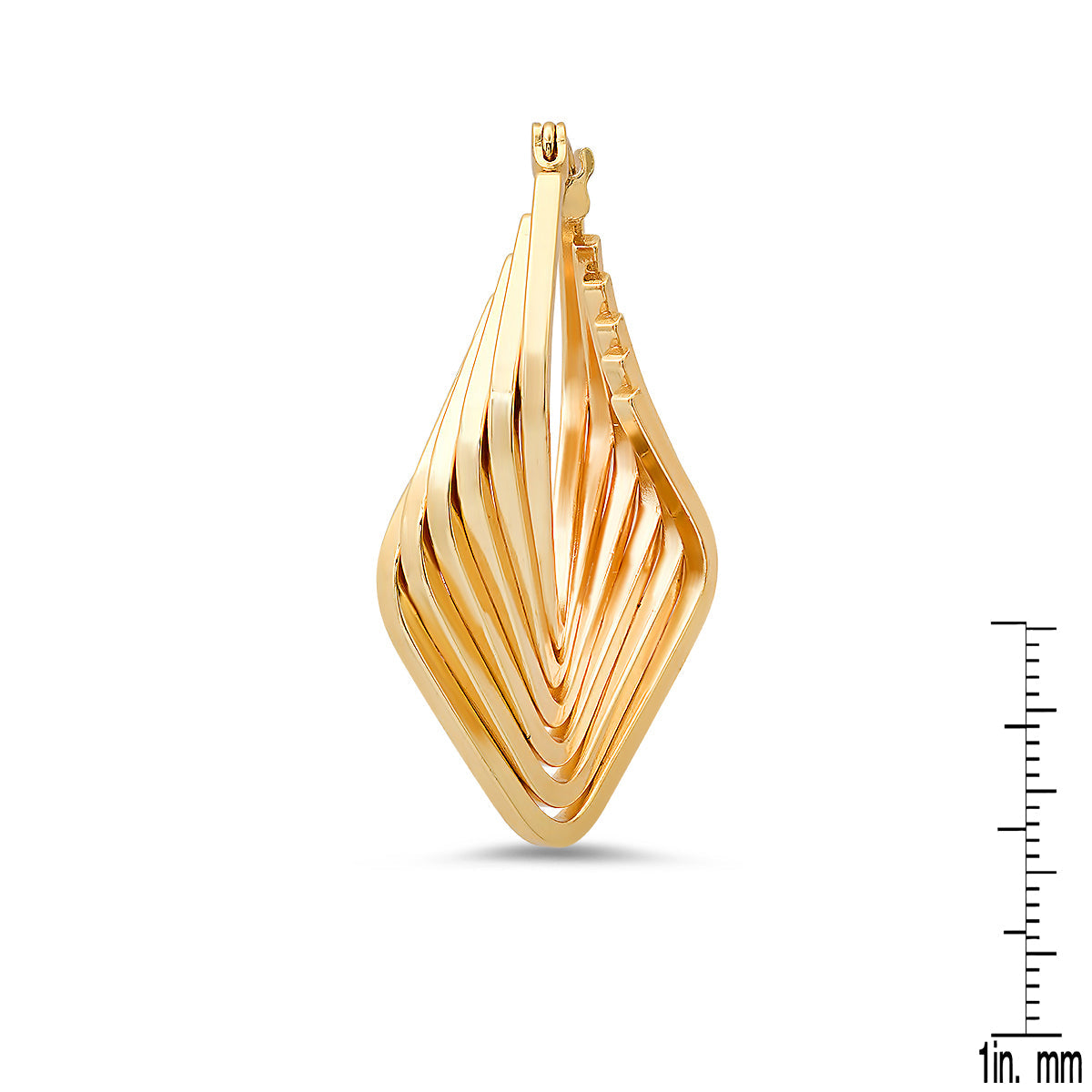 Gold Sculpted Diamond Hoop Earrings