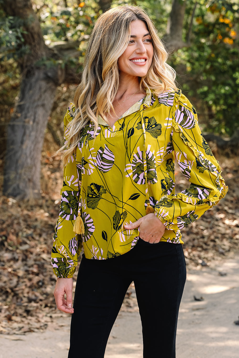 Threaded Pear Emilena Long Sleeve Blouse Long Sleeve Top
