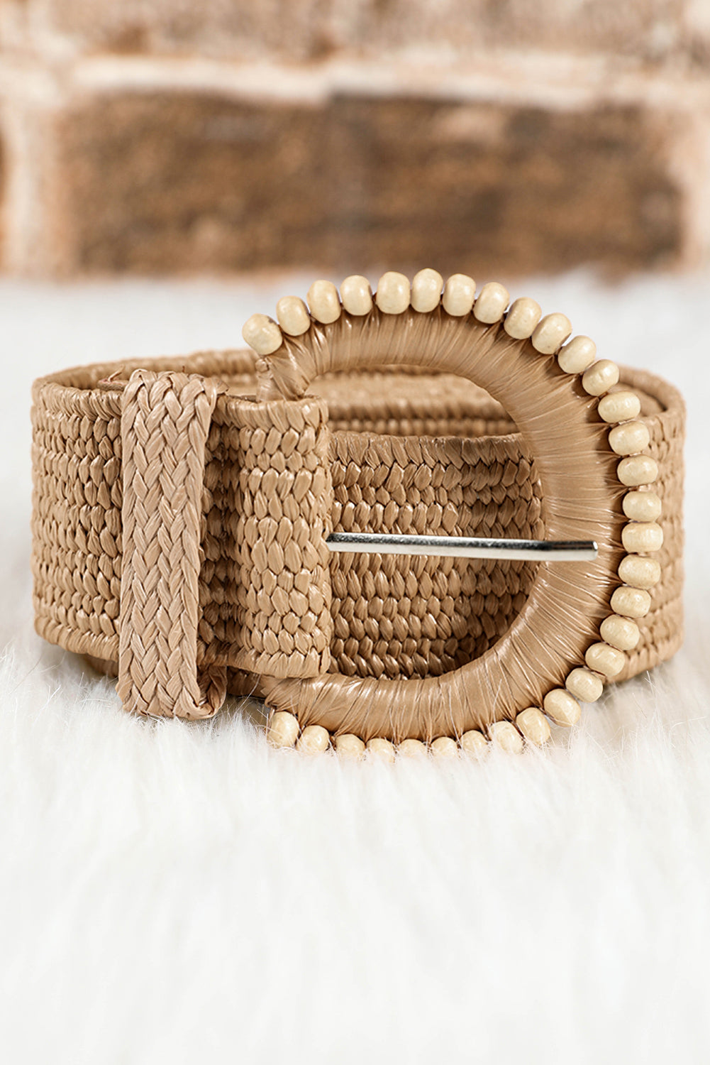 Threaded Pear Kylie Beaded Straw Woven Belt