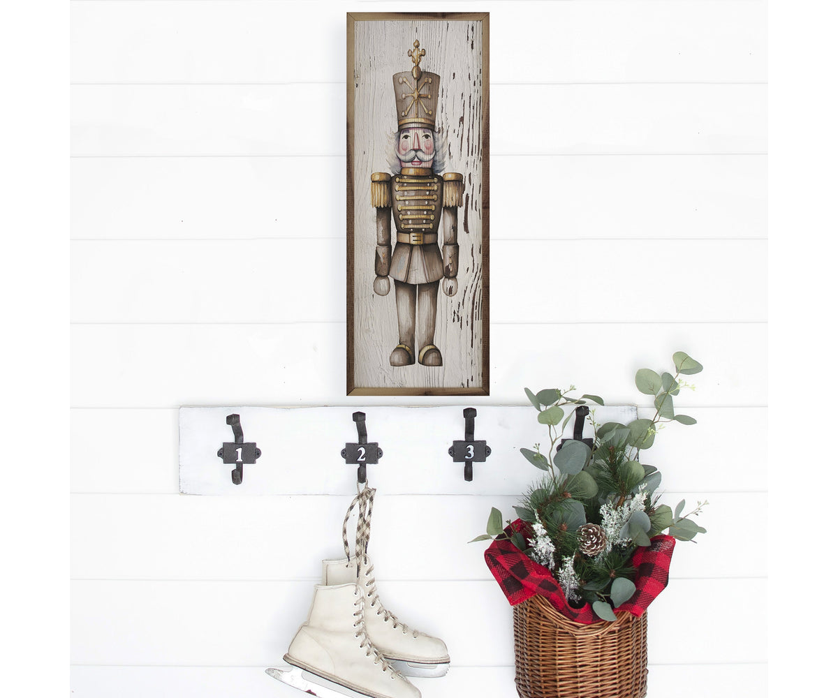 Kendrick Home Gold Nutcracker Whitewash