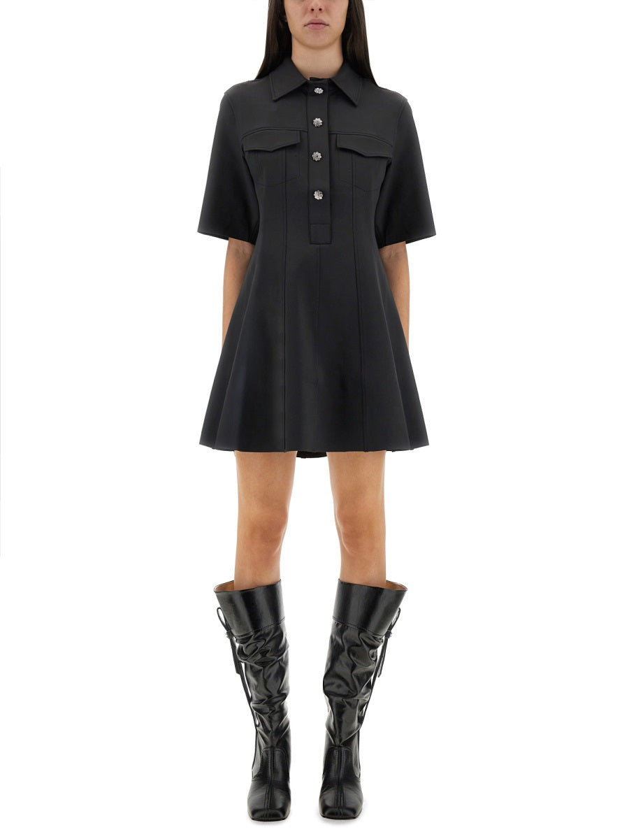 Mini Dress With Scalloped Buttons