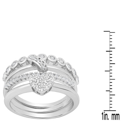 18K White Gold Plated Brass Simulated Diamonds Stackable Rings