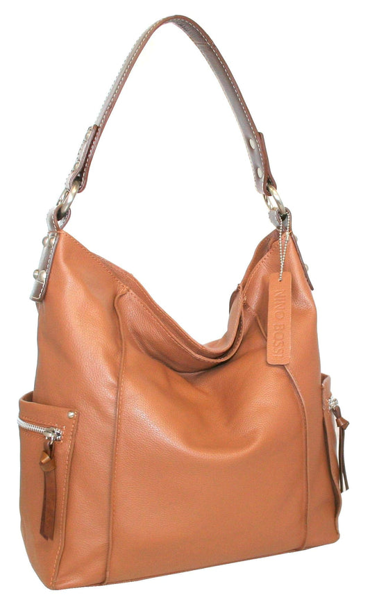 Alberta Leather Hobo in Cognac