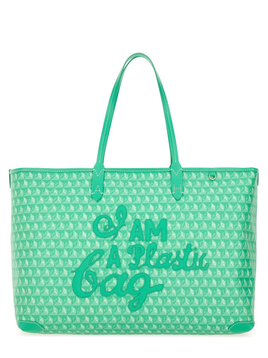 Tote Bag With "I Am a Plastic Bag" Pattern