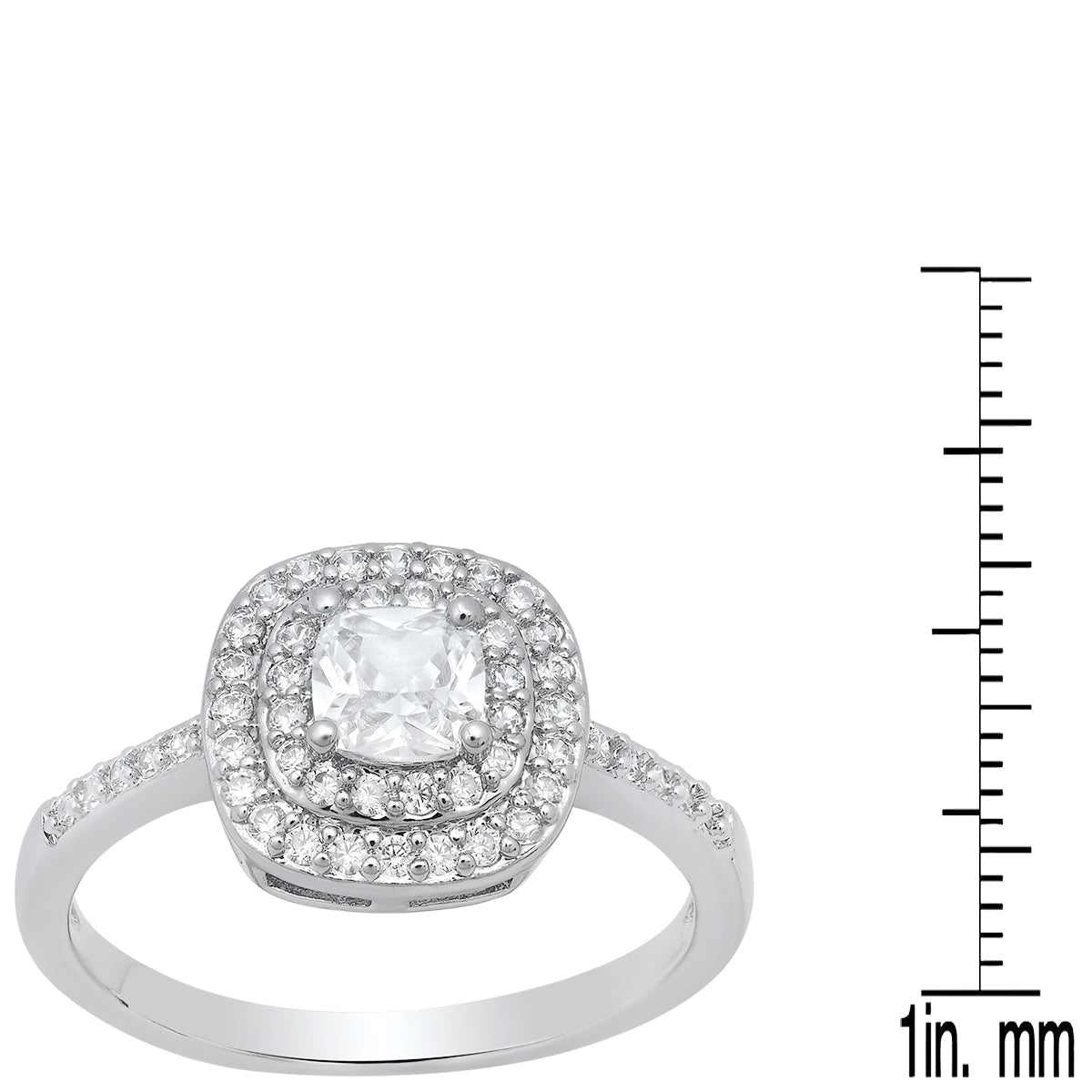 18K White Gold Plated Brass And Simulated Diamonds Engagement Ring