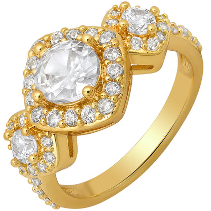 18K Gold Plated Brass And Simulated Diamonds Engagement Ring