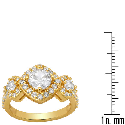 18K Gold Plated Brass And Simulated Diamonds Engagement Ring