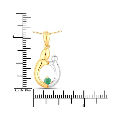 0.17 CTTW Heart Green Emerald Prong Silver Mom Pendant Necklace