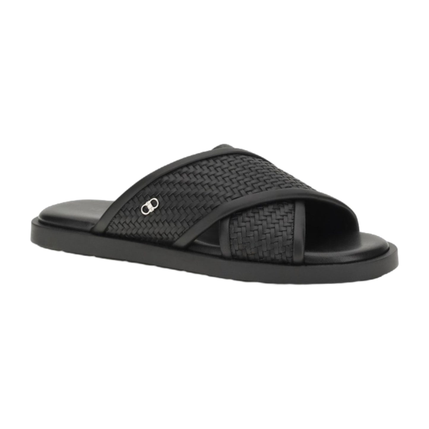 Sandals Gancini Black Calf Leather