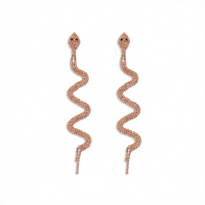 Cubic Zirconia & Rose Goldtone Snake Drop Earrings