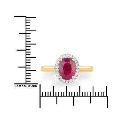 1.41 Ct Oval Pink Ruby Diamond Prong 10K Gold Halo Ring