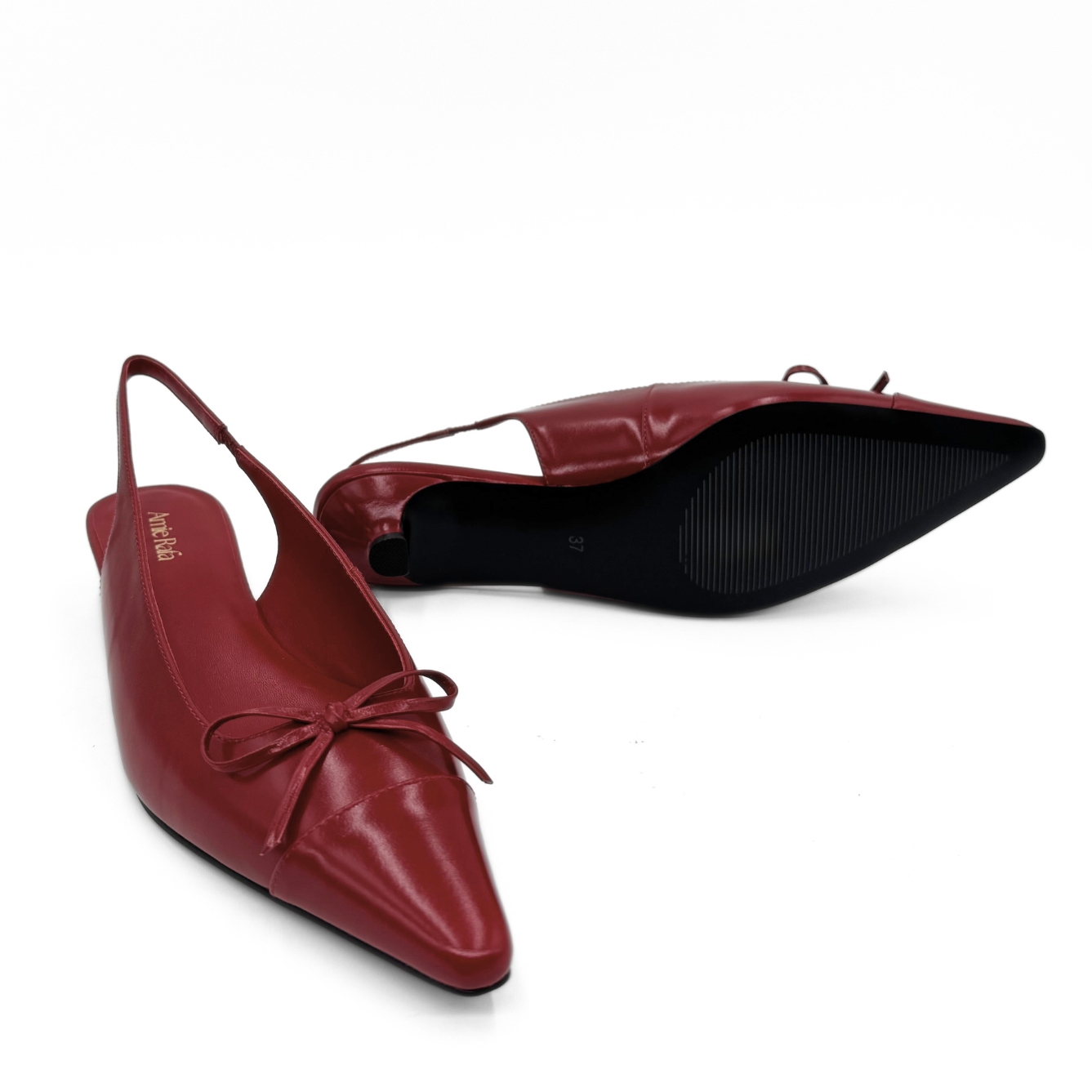 Montecito Slingback Kitten Heels - Burgundy