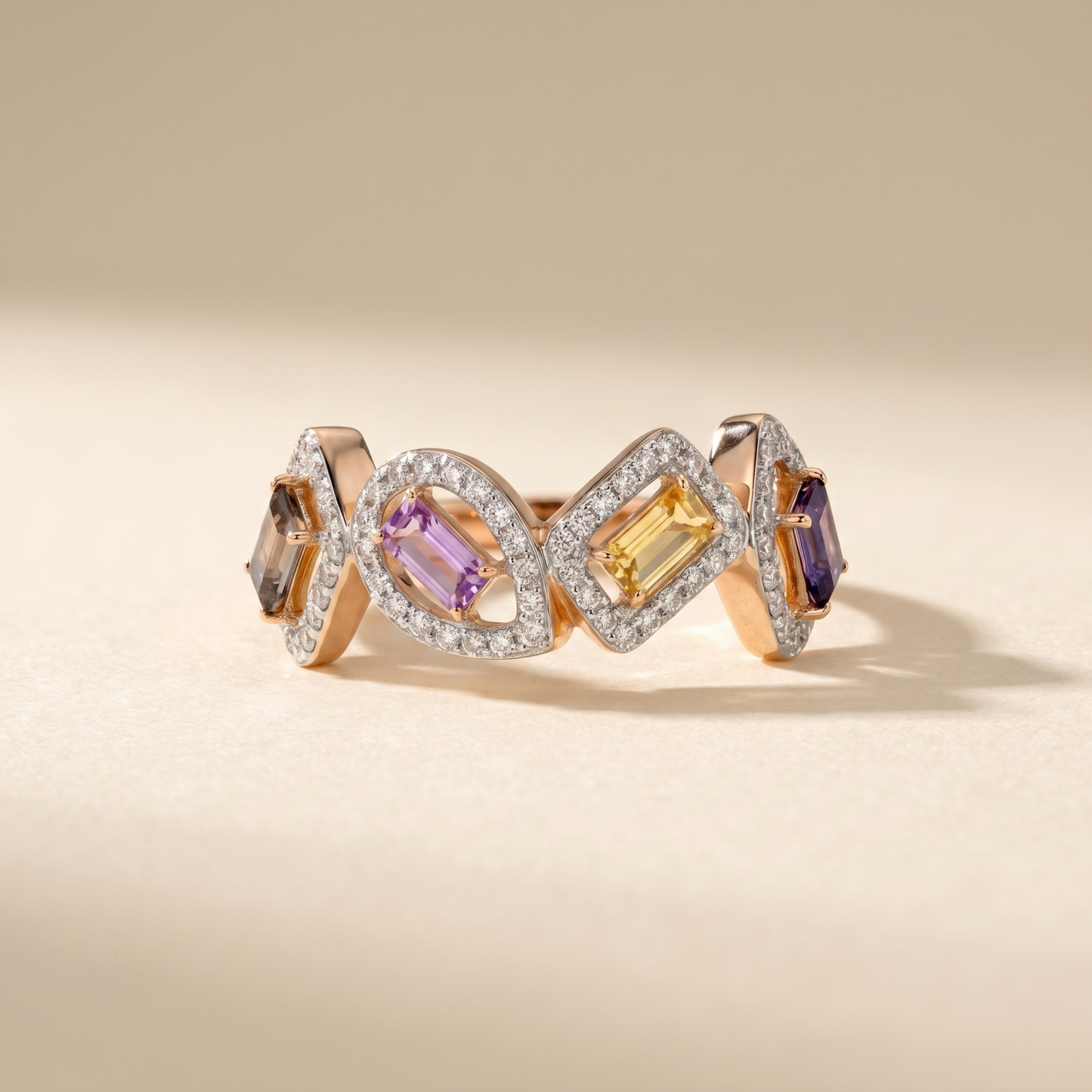 IGI Certified 0.40 Ct Multi Color Unheated Sapphire and Diamond 14K Yellow Gold Engagement Halo Ring