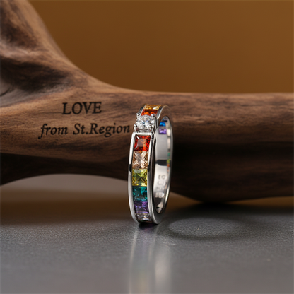 Jewel-tone Crystal & Cubic Zirconia Channel Ring