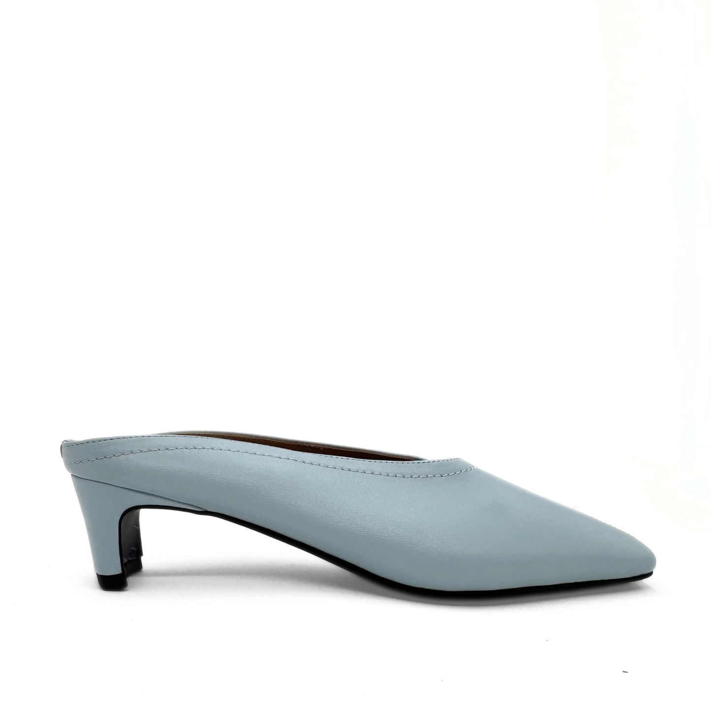 Junie Heeled Leather Mule - Blue