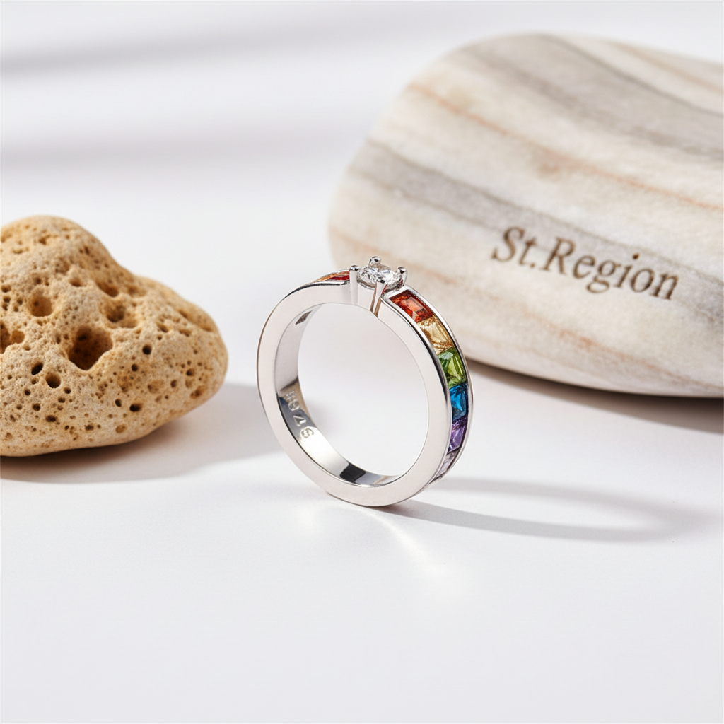 Jewel-tone Crystal & Cubic Zirconia Channel Ring
