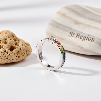 Jewel-tone Crystal & Cubic Zirconia Channel Ring