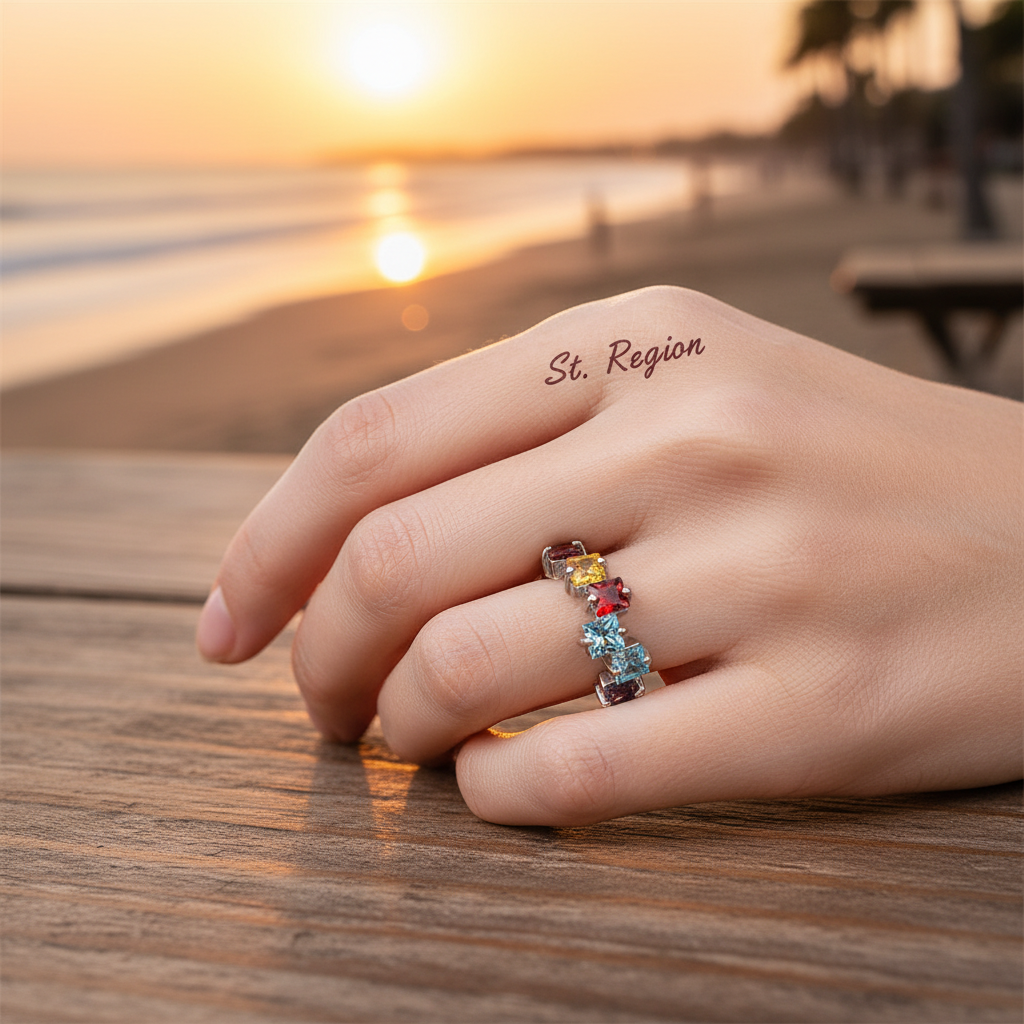 Jewel-tone Crystal & Silvertone Princess-Cut Open Ring