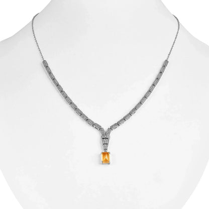 Natural Citrine Art Deco Necklace