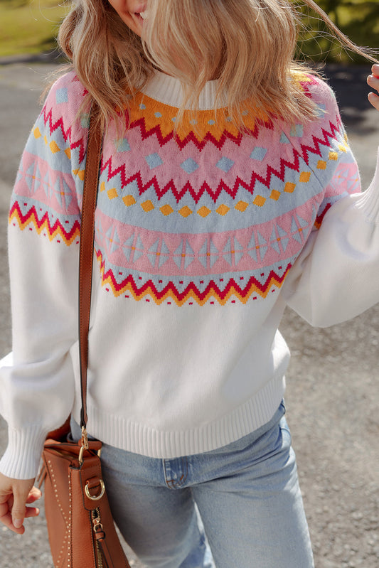 Threaded Pear Avery Print Drop Shoulder Sweater