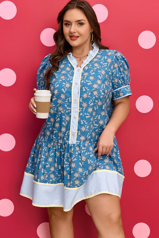 Threaded Pear Meilani Front Ruffle Hem PLUS Dress