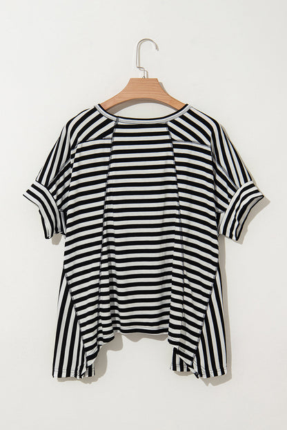 Threaded Pear Alia Stripe Batwing Sleeve Crewneck Oversized Top
