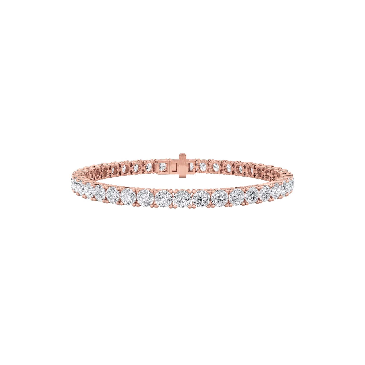Round Shaped Lab-Grown Diamond Tennis Bracelet in 14K Rose Gold