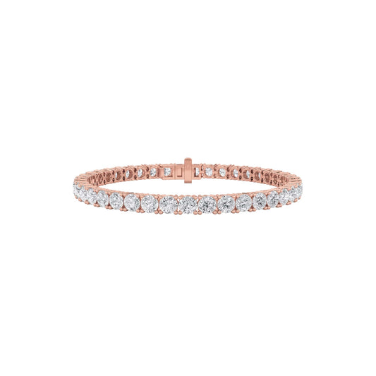 Round Shaped Lab-Grown Diamond Tennis Bracelet in 14K Rose Gold