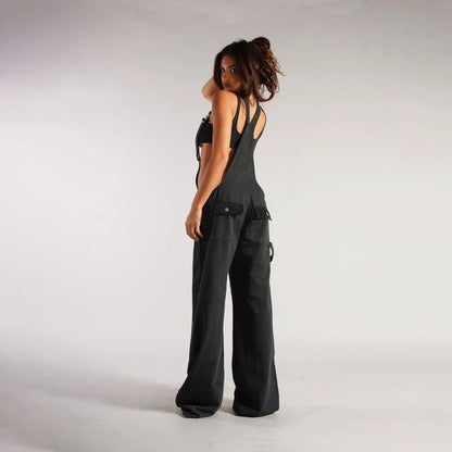 Y2K Denim Overalls - Zipper Suspender Jumpsuit Streetwear