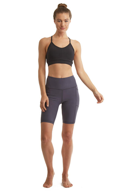 Turtle Bay New York Women's Compressed Double Knit Cycle Shorts in Polyester Blend Fabric with Side Phone Pockets