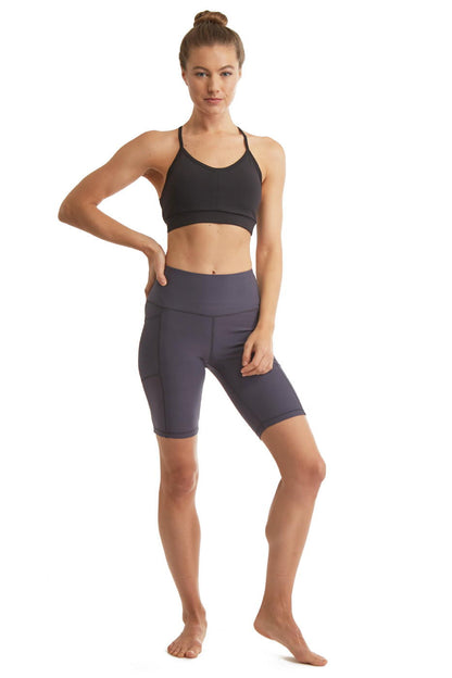 Turtle Bay New York Women's Compressed Double Knit Cycle Shorts in Polyester Blend Fabric with Side Phone Pockets