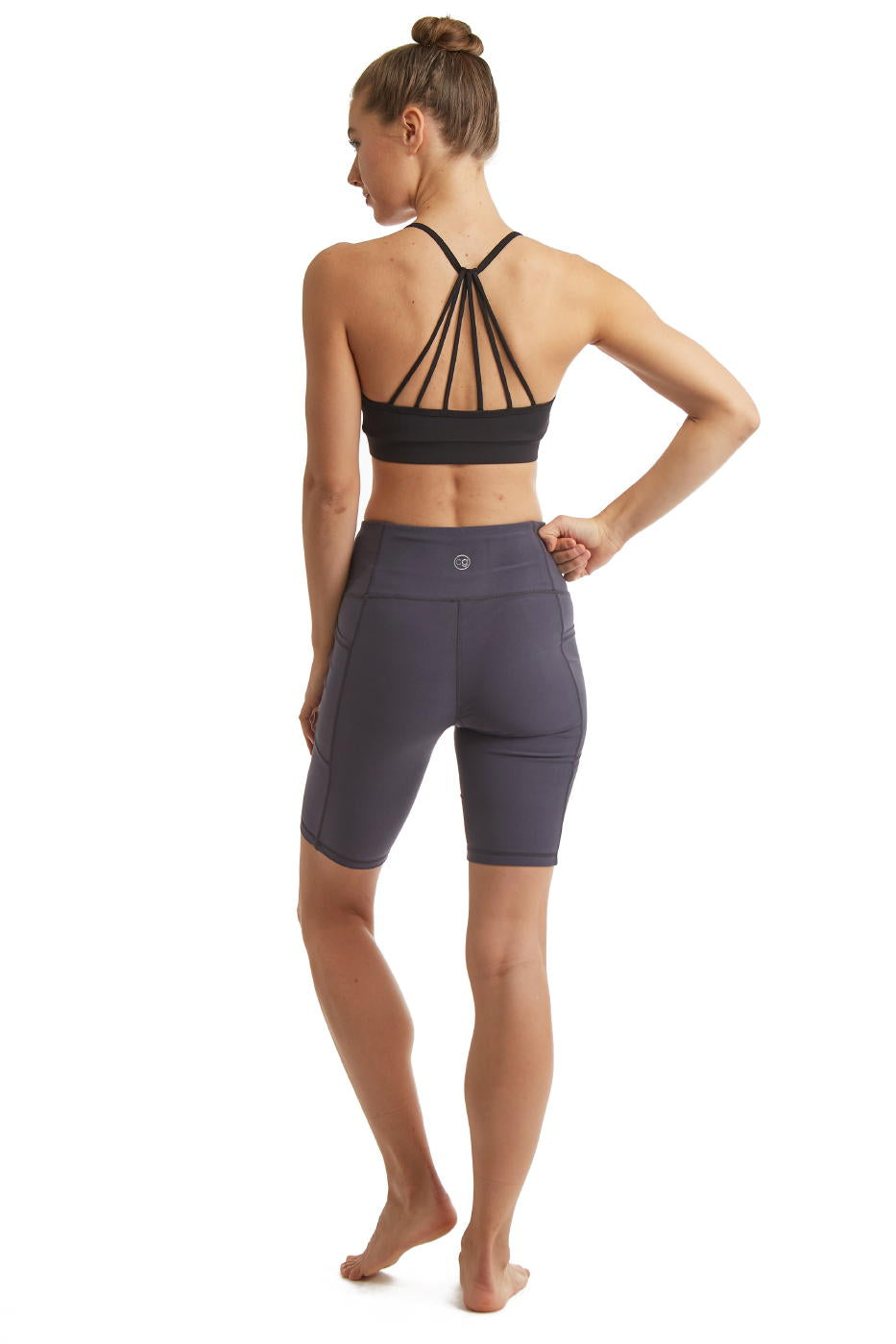 Turtle Bay New York Women's Compressed Double Knit Cycle Shorts in Polyester Blend Fabric with Side Phone Pockets