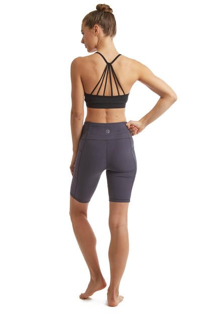 Turtle Bay New York Women's Compressed Double Knit Cycle Shorts in Polyester Blend Fabric with Side Phone Pockets