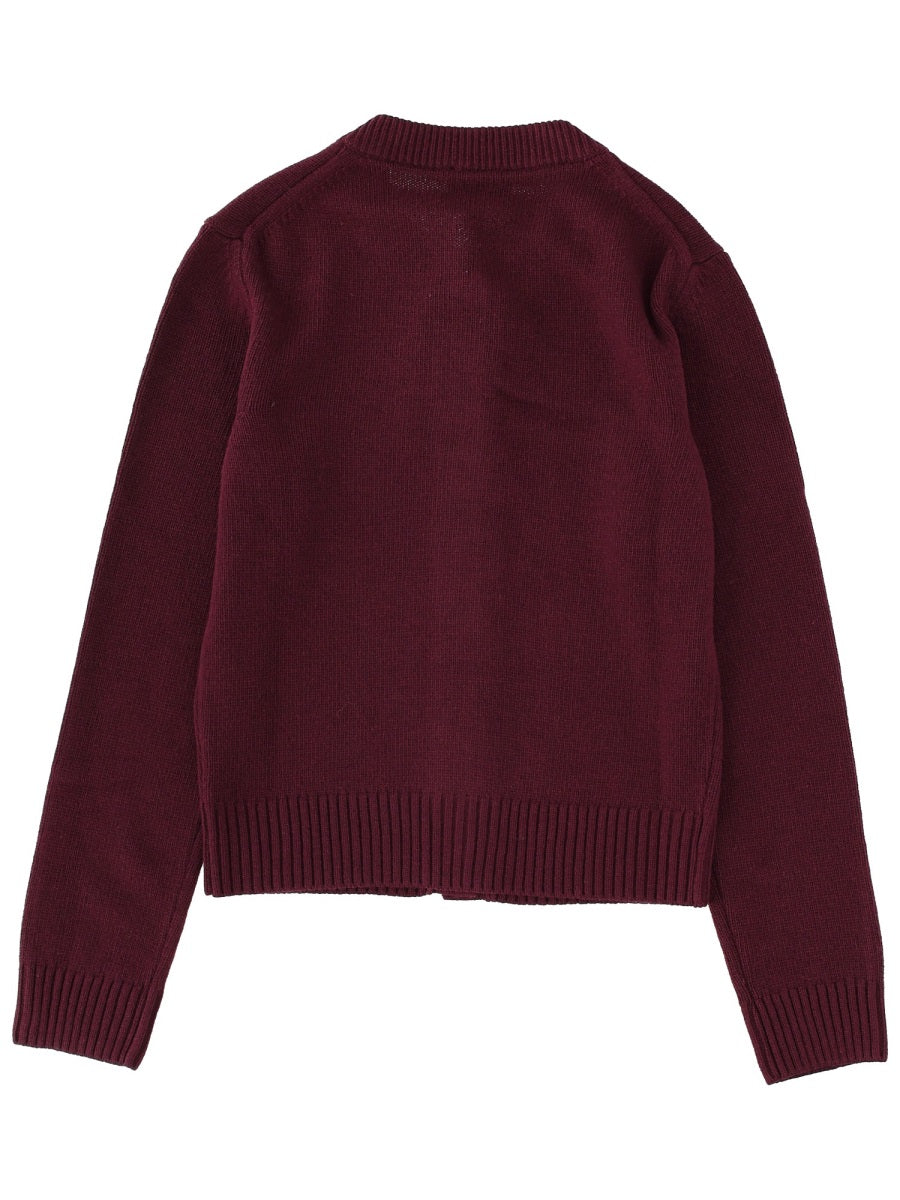 Cardigan With Logo in Bordeaux