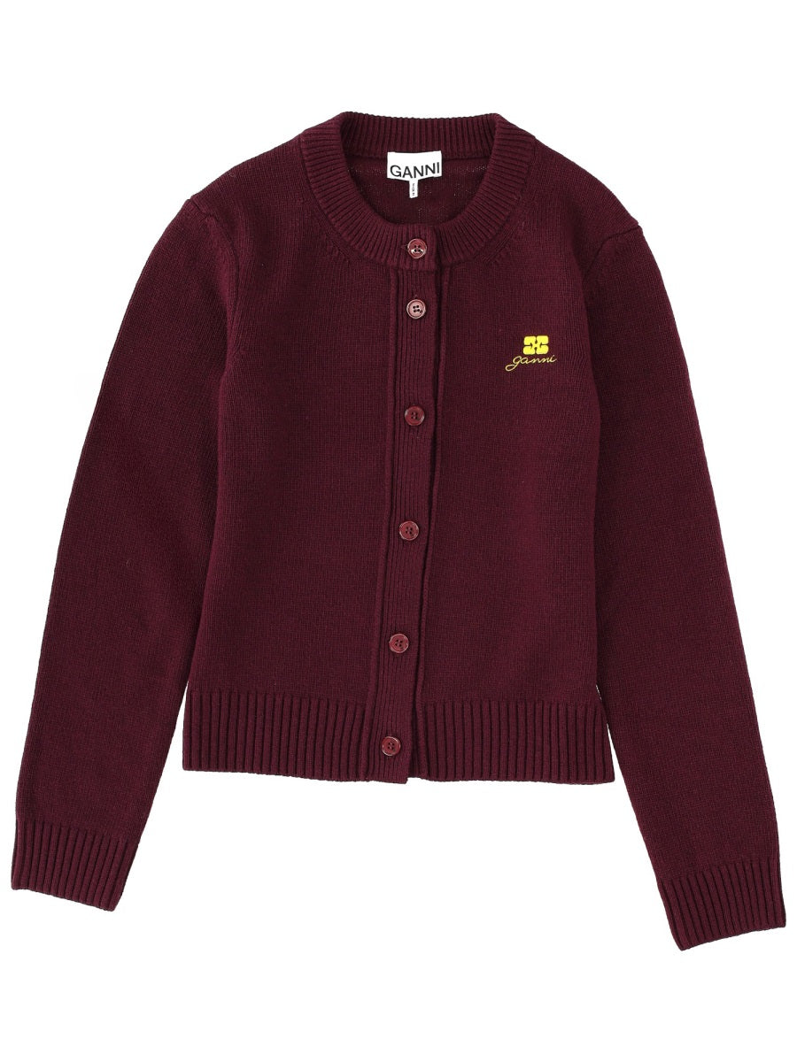 Cardigan With Logo in Bordeaux