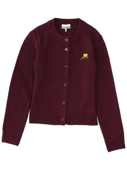 Cardigan With Logo in Bordeaux
