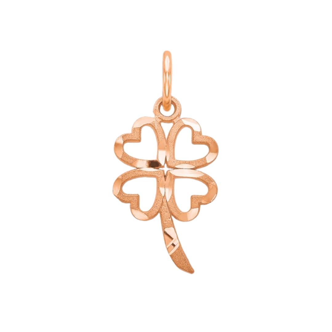 10K Rose Gold Four Leaf Clover Charm Pendant