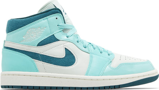 Air Jordan Women's Retro 1 Mid 'Chenille Bleached Turquoise ' Sneakers